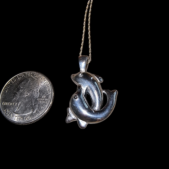 Sterling Silver 925 Dolphin Necklace Beach/Ocean/Seaside/Resort - Picture 6 of 11